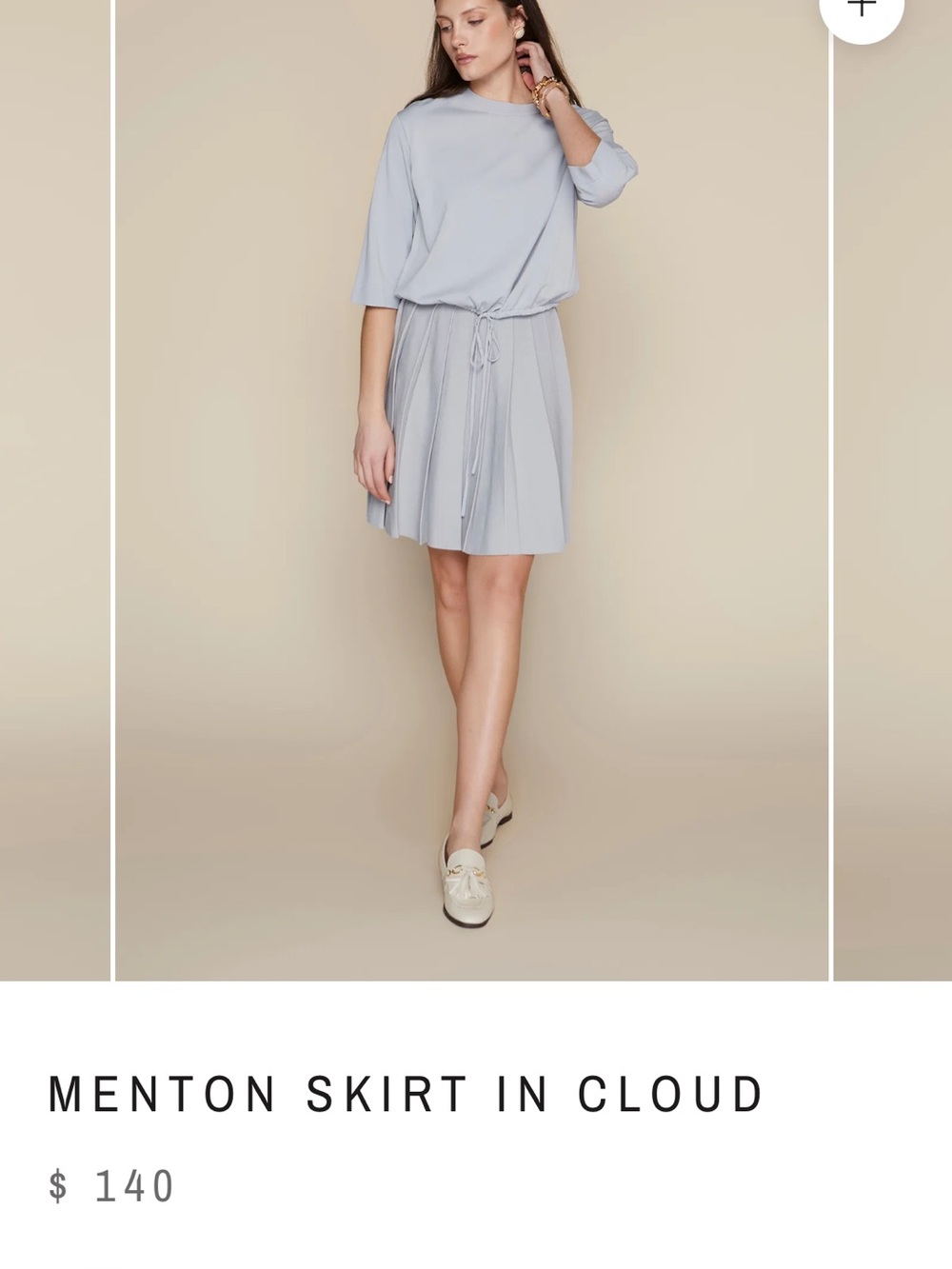 Menton Drawstring Midi Skirt in Cloud Gray
